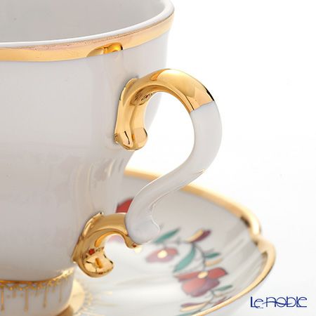 ロシア食器 インペリアル・ポーセリン レッドルースター ティーカップ＆ソーサー 250ml（ふた付）