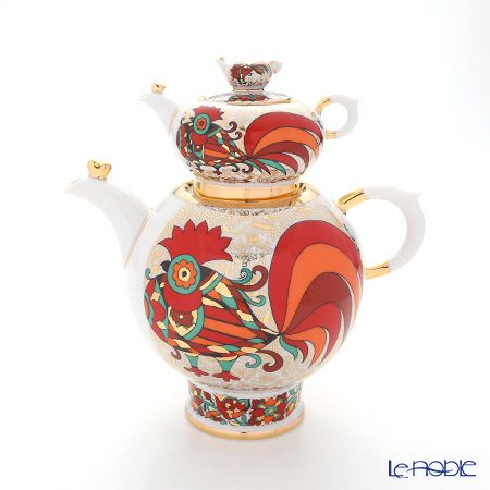 ロシア食器 インペリアル・ポーセリン レッドルースター ティーポット セット（1.8L／250ml）