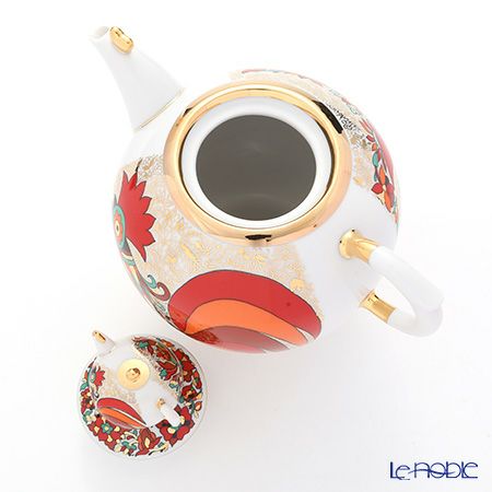 ロシア食器 インペリアル・ポーセリン レッドルースター ティーポット セット（1.8L／250ml）