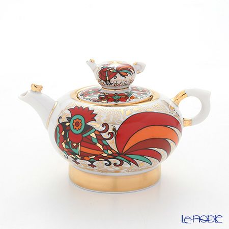 ロシア食器 インペリアル・ポーセリン レッドルースター ティーポット セット（1.8L／250ml）