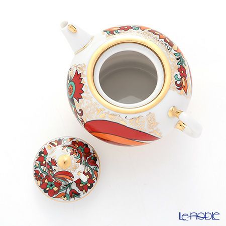 ロシア食器 インペリアル・ポーセリン レッドルースター ティーポット セット（1.8L／250ml）