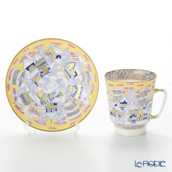 ロシア食器 インペリアル・ポーセリン フロスティーイブニング ティーカップ＆ソーサー（メイ） 165ml