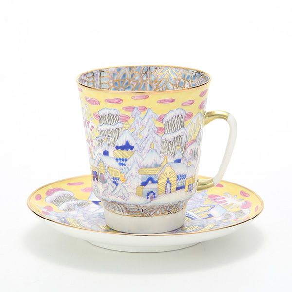 ロシア食器 インペリアル・ポーセリン フロスティーイブニング ティーカップ＆ソーサー（メイ） 165ml