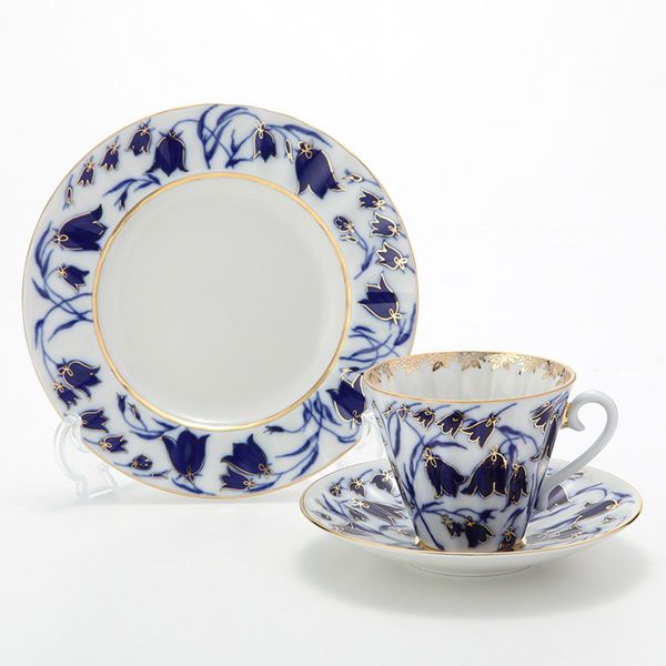 ロシア食器 インペリアル・ポーセリン ブルーベル 3ピースセット（ラジアル）