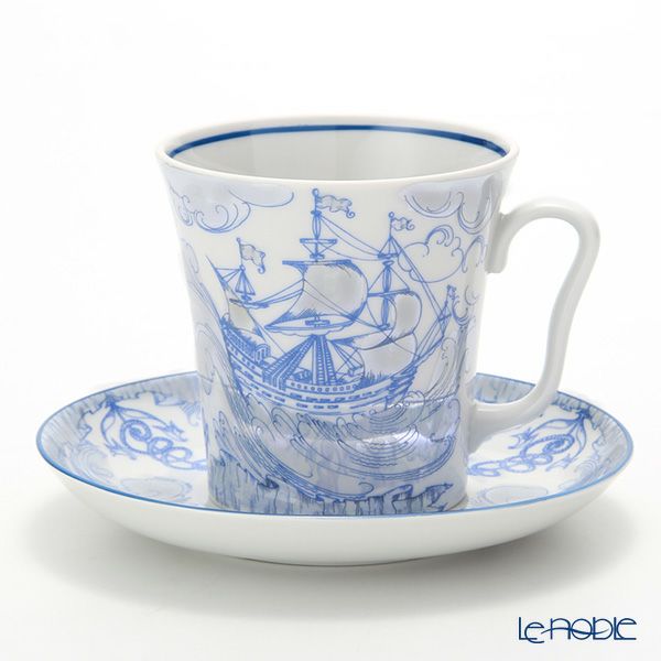 ロシア食器 インペリアル・ポーセリン ブリガンティン マグ＆ソーサーセット 360ml