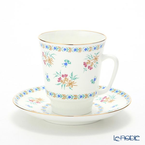 ロシア食器 インペリアル・ポーセリン ベルフラワーブーケ ティーカップ＆ソーサー（メイ） 165ml