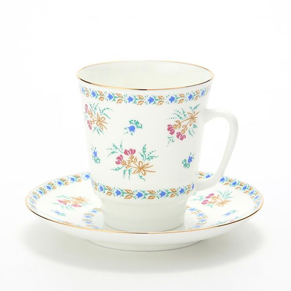 ロシア食器 インペリアル・ポーセリン ベルフラワーブーケ ティーカップ＆ソーサー（メイ） 165ml
