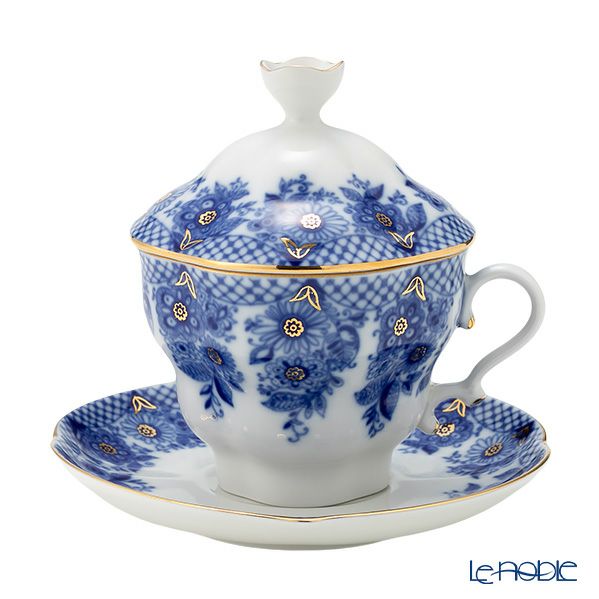 ロシア食器 インペリアル・ポーセリン ブライズメイド ティーカップ＆ソーサー 250ml（ふた付）
