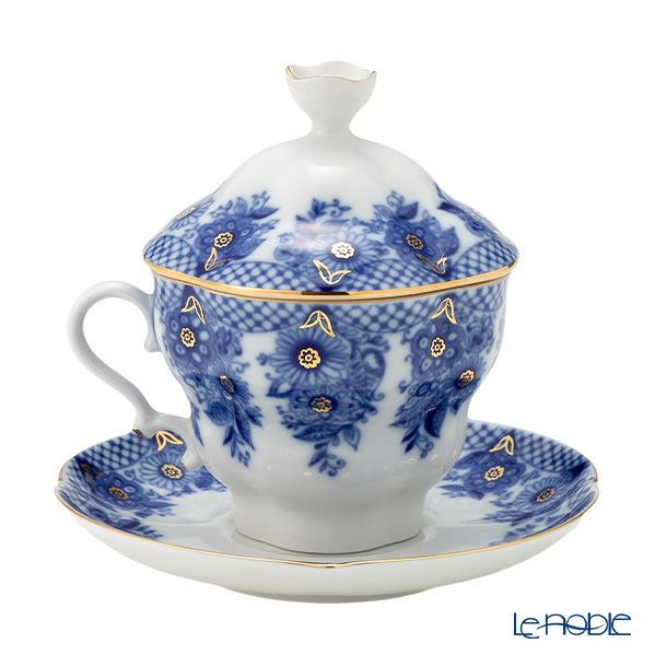 ロシア食器 インペリアル・ポーセリン ブライズメイド ティーカップ＆ソーサー 250ml（ふた付）