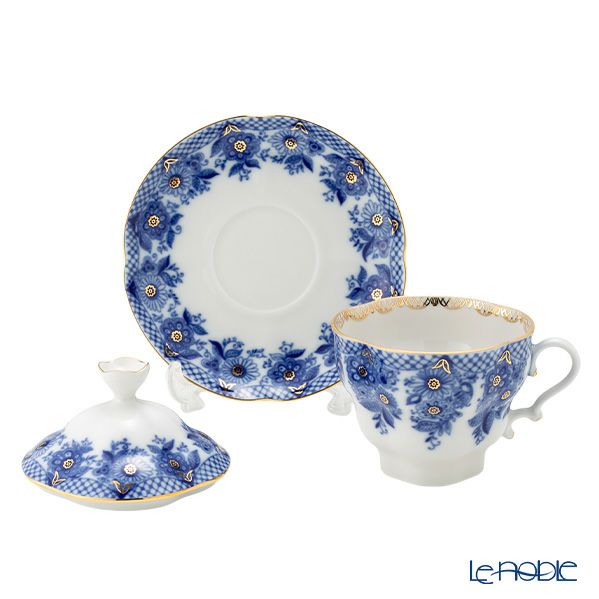 ロシア食器 インペリアル・ポーセリン ブライズメイド ティーカップ＆ソーサー 250ml（ふた付）