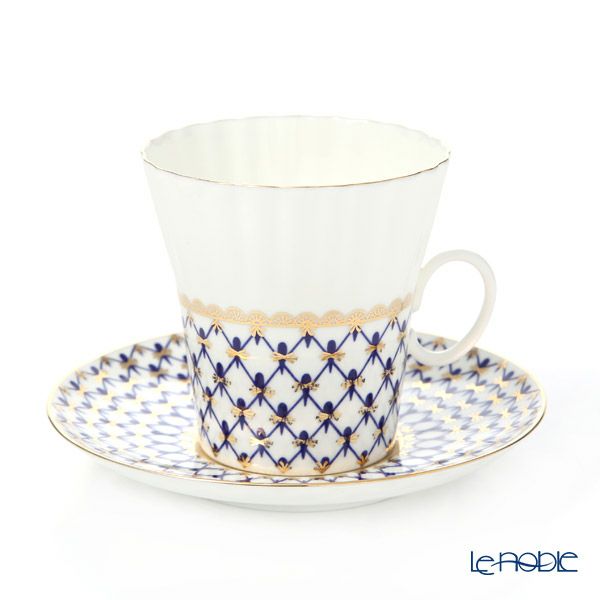 ロシア食器 インペリアル・ポーセリン コバルトネット ティー カップ＆ソーサー（ダンデリオン）165ml