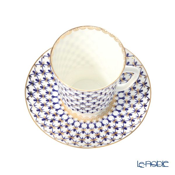 ロシア食器 インペリアル・ポーセリン コバルトネット ティー カップ＆ソーサー（メイ）165ml