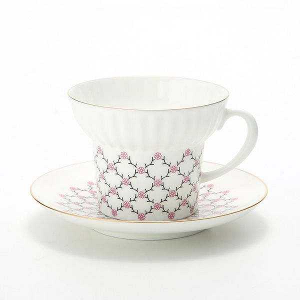 ロシア食器 インペリアル・ポーセリン ローズネット ティーカップ＆ソーサー 155ml