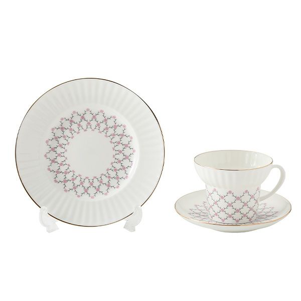 ロシア食器 インペリアル・ポーセリン ローズネット 3ピースセット