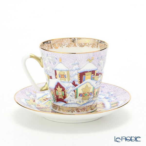 ロシア食器 インペリアル・ポーセリン ウインターデイ デミタスカップ＆ソーサー 80ml