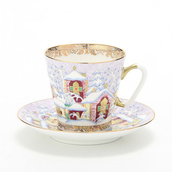 ロシア食器 インペリアル・ポーセリン ウインターデイ デミタスカップ＆ソーサー 80ml