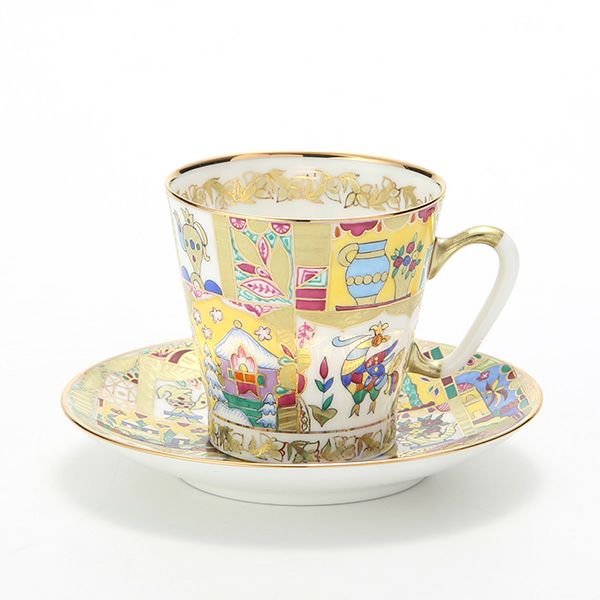 ロシア食器 インペリアル・ポーセリン フェアリーテイル デミタスカップ＆ソーサー 80ml