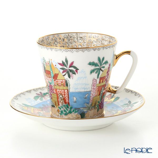 ロシア食器 インペリアル・ポーセリン ブルーレイク デミタスカップ＆ソーサー 80ml