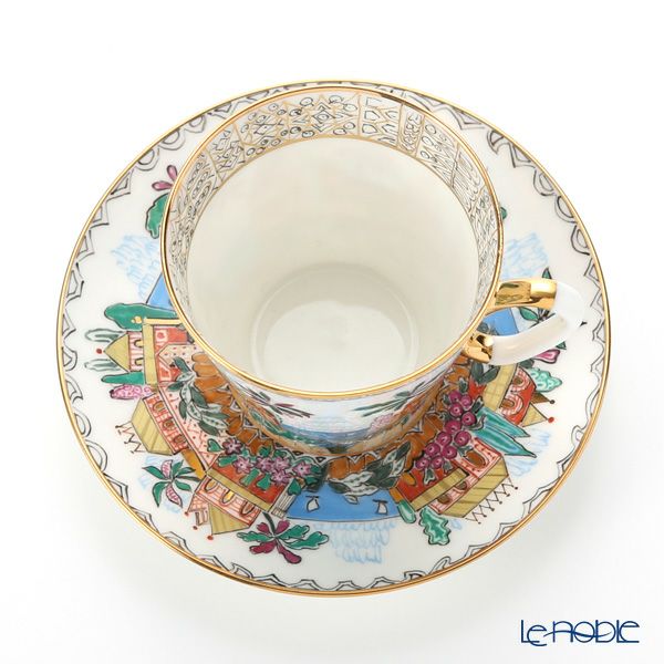 ロシア食器 インペリアル・ポーセリン ブルーレイク デミタスカップ＆ソーサー 80ml