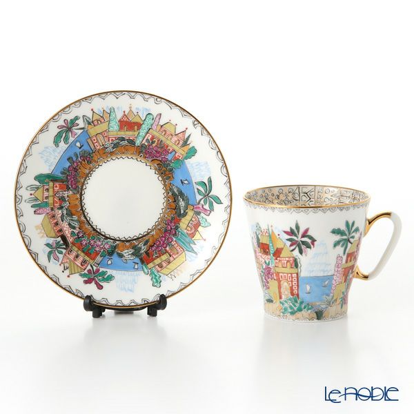 ロシア食器 インペリアル・ポーセリン ブルーレイク デミタスカップ＆ソーサー 80ml