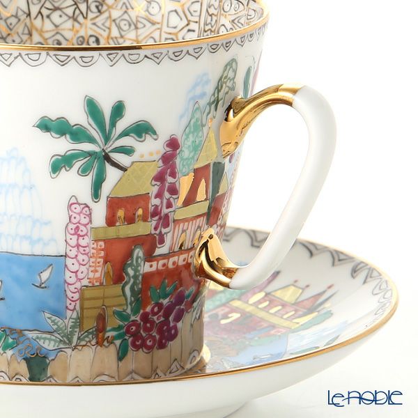 ロシア食器 インペリアル・ポーセリン ブルーレイク デミタスカップ＆ソーサー 80ml