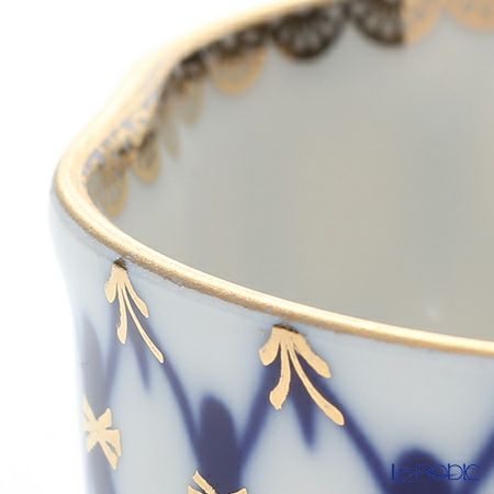 ロシア食器 インペリアル・ポーセリン コバルトネット ティーカップ＆ソーサー 250ml（ふた付）