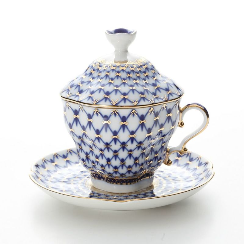ロシア食器 インペリアル・ポーセリン コバルトネット ティーカップ