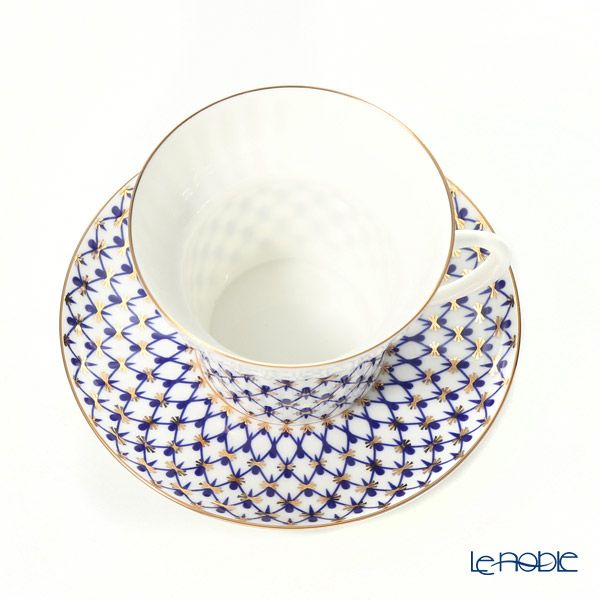 ロシア食器 インペリアル・ポーセリン コバルトネット 3ピースセット（ウエイブ） 155ml