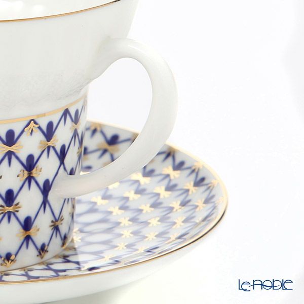 ロシア食器 インペリアル・ポーセリン コバルトネット 3ピースセット（ウエイブ） 155ml