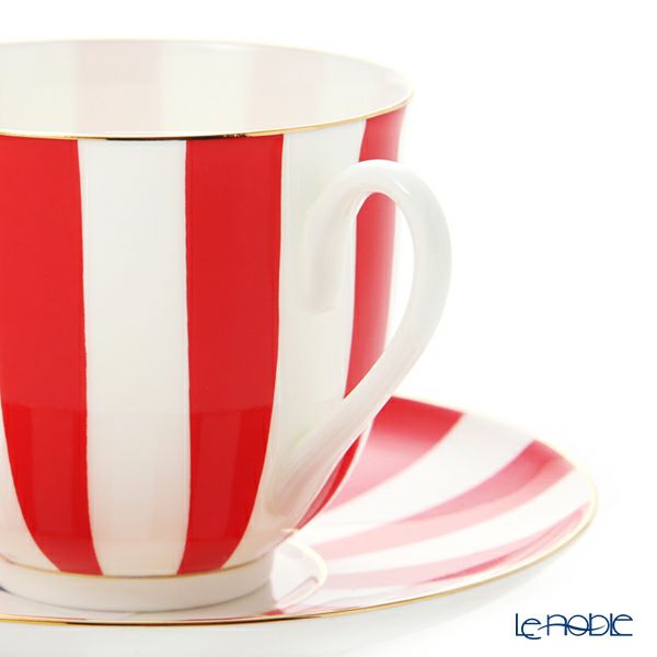 ロシア食器 インペリアル・ポーセリン インペリアルストライプ カップ＆ソーサー レッド 180ml