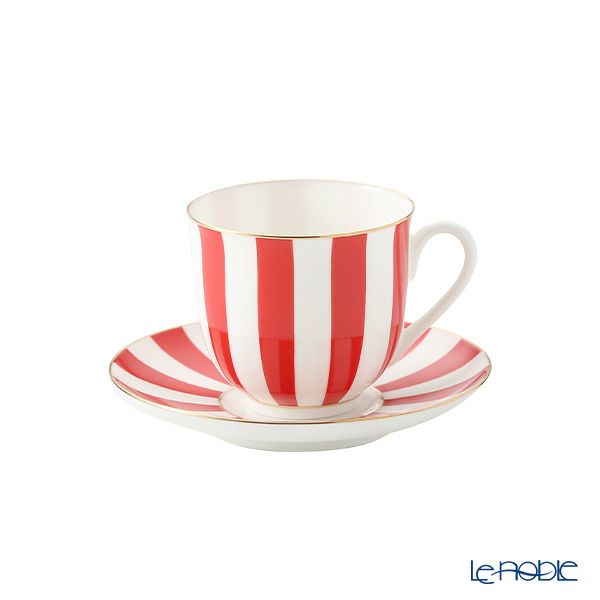 ロシア食器 インペリアル・ポーセリン インペリアルストライプ 3ピースセット レッド 180ml