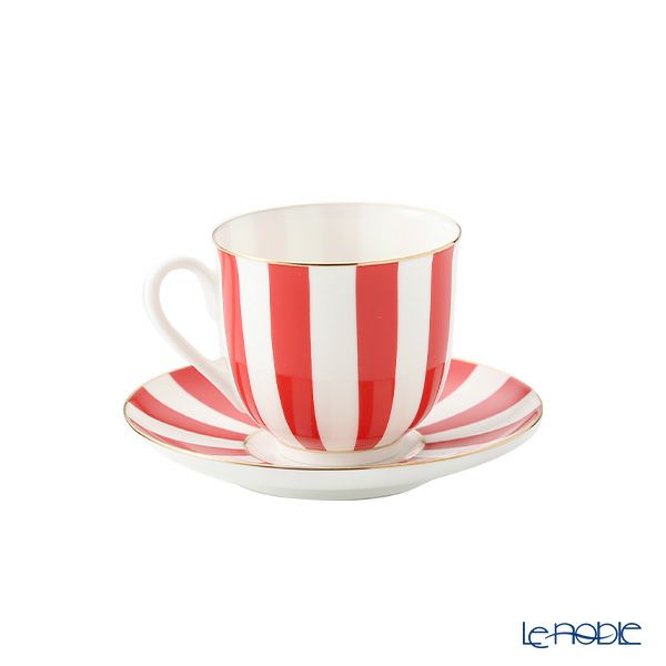 ロシア食器 インペリアル・ポーセリン インペリアルストライプ 3ピースセット レッド 180ml