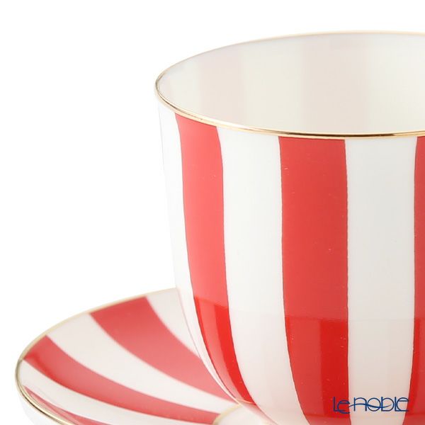 ロシア食器 インペリアル・ポーセリン インペリアルストライプ 3ピースセット レッド 180ml