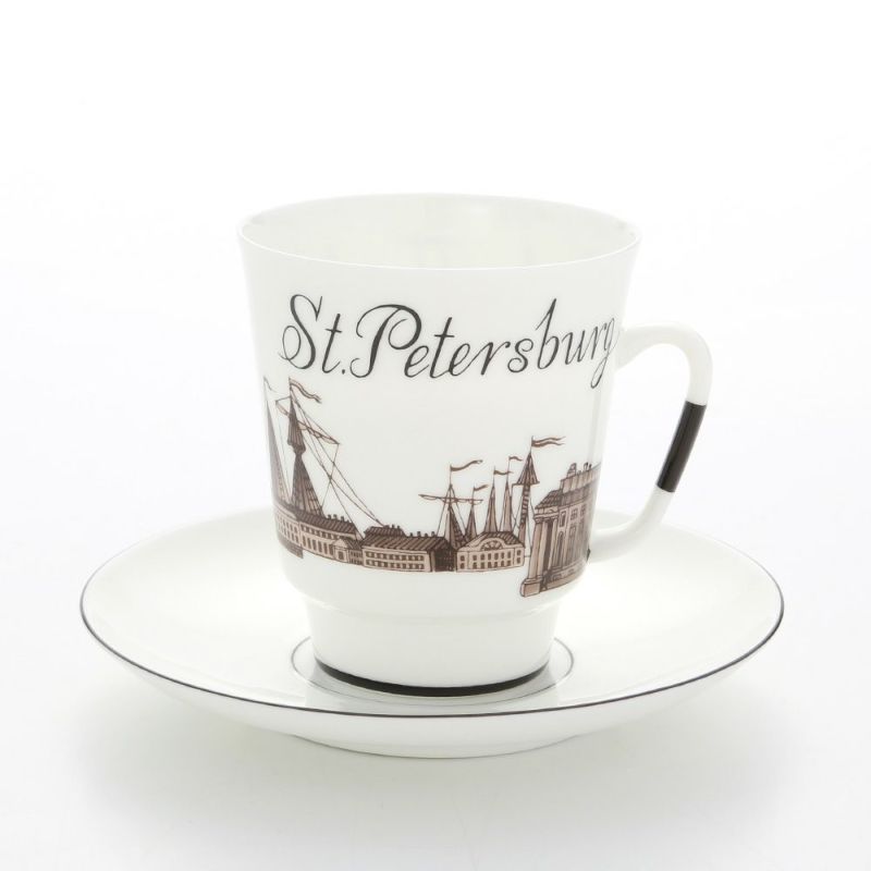 ロシア食器 インペリアル・ポーセリン サンクトペテルブルグ カップ＆ソーサー No.5 ミハイロフスキー城
