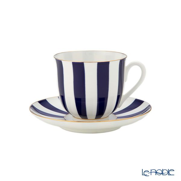 ロシア食器 インペリアル・ポーセリン インペリアルストライプ 3ピースセット コバルト 180ml