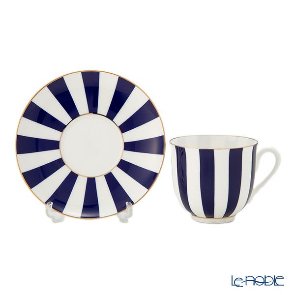 ロシア食器 インペリアル・ポーセリン インペリアルストライプ 3ピースセット コバルト 180ml