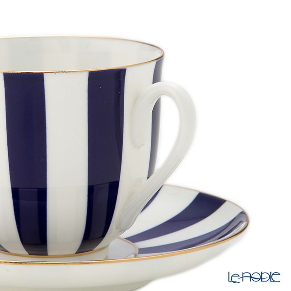 ロシア食器 インペリアル・ポーセリン インペリアルストライプ 3ピースセット コバルト 180ml