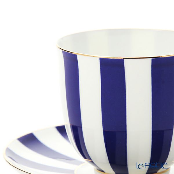 ロシア食器 インペリアル・ポーセリン インペリアルストライプ カップ＆ソーサー コバルト 180ml