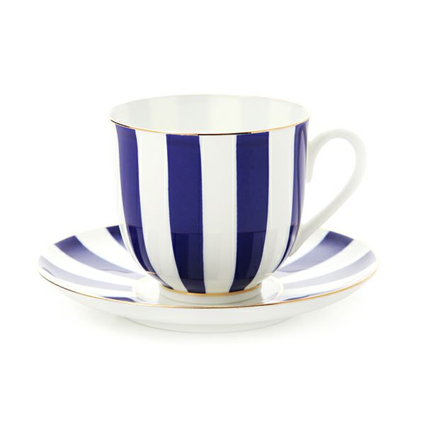 ロシア食器 インペリアル・ポーセリン インペリアルストライプ カップ＆ソーサー コバルト 180ml