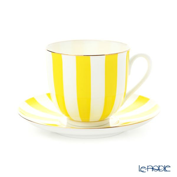 ロシア食器 インペリアル・ポーセリン インペリアルストライプ カップ＆ソーサー イエロー 180ml