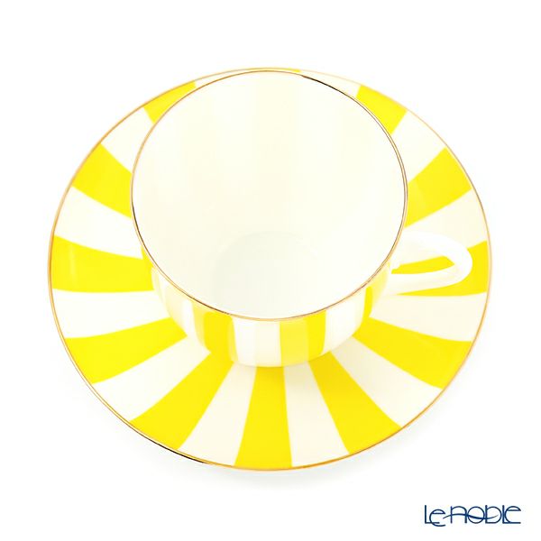 ロシア食器 インペリアル・ポーセリン インペリアルストライプ カップ＆ソーサー イエロー 180ml