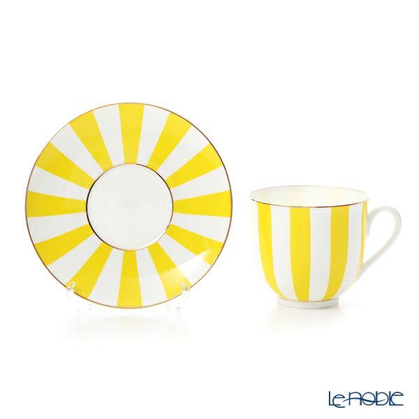 ロシア食器 インペリアル・ポーセリン インペリアルストライプ カップ＆ソーサー イエロー 180ml