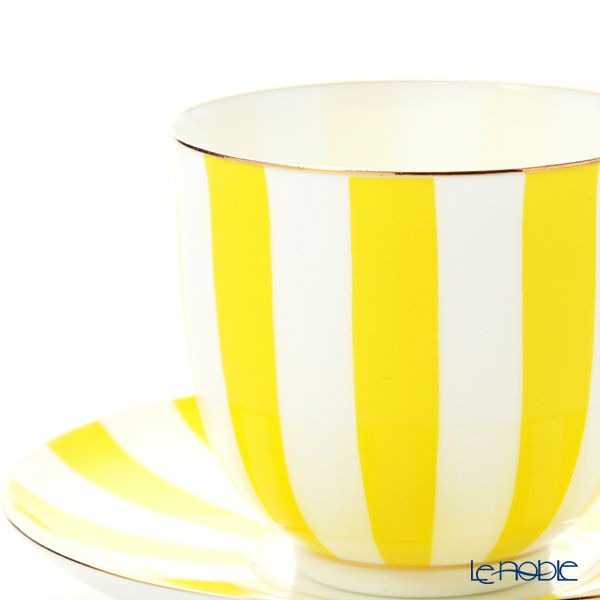 ロシア食器 インペリアル・ポーセリン インペリアルストライプ カップ＆ソーサー イエロー 180ml
