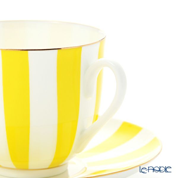 ロシア食器 インペリアル・ポーセリン インペリアルストライプ カップ＆ソーサー イエロー 180ml