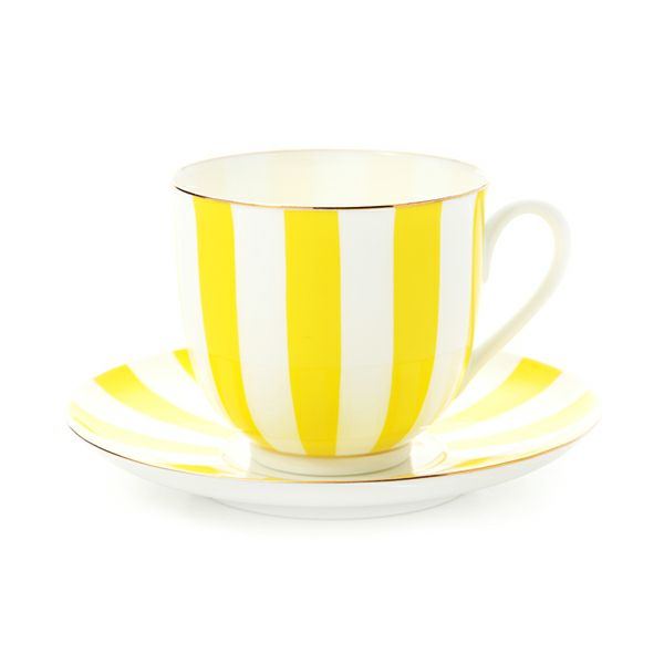 ロシア食器 インペリアル・ポーセリン インペリアルストライプ カップ＆ソーサー イエロー 180ml