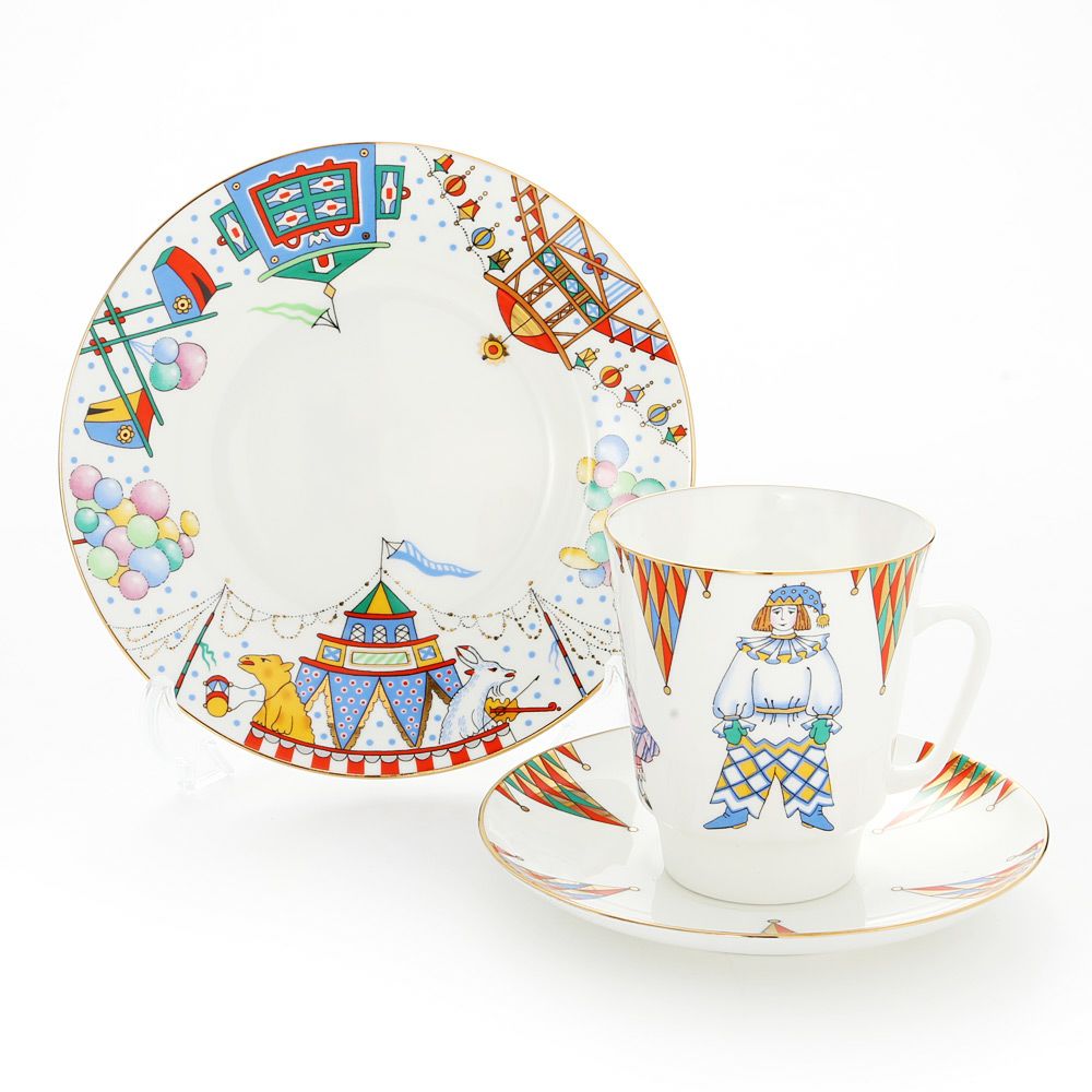 ロシア食器 インペリアル・ポーセリン バレエコレクション 3ピースセット ペトルーシュカ