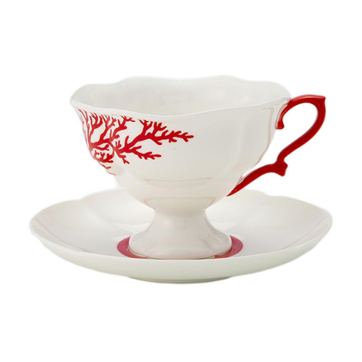 ロシア食器 インペリアル・ポーセリン コーラル ティーカップ＆ソーサー