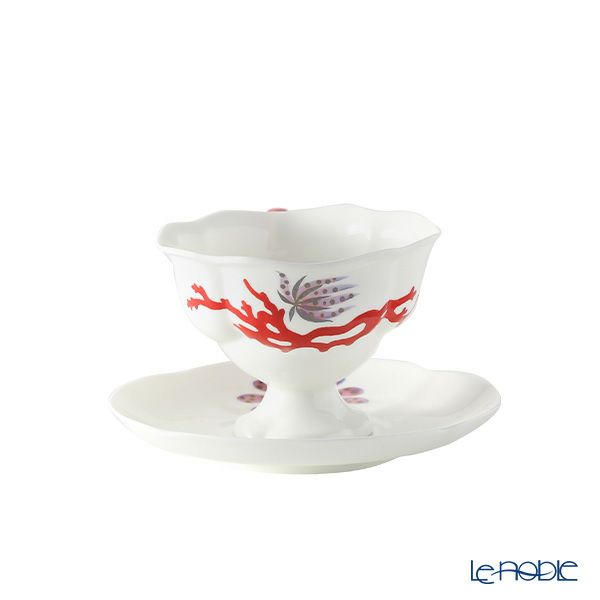 ロシア食器 インペリアル・ポーセリン シートレジャーズ ティーカップ＆ソーサー 220ml シーフラワー