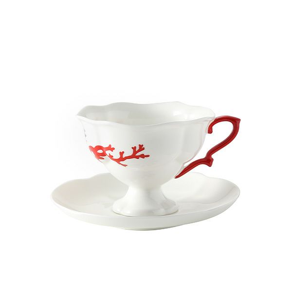 ロシア食器 インペリアル・ポーセリン シートレジャーズ ティーカップ＆ソーサー 220ml シーフラワー