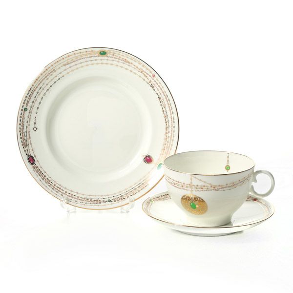 ロシア食器 インペリアル・ポーセリン ゴールデンメダリオン 3ピースセット